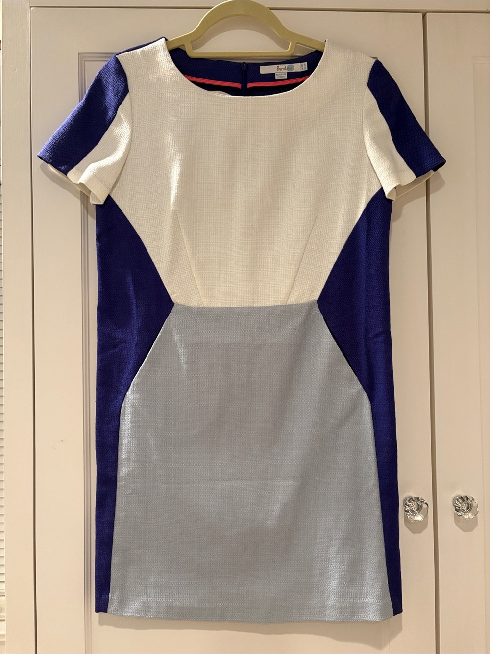 Boden White, Blue & Light Blue Colorblock Shift Dress Size 6